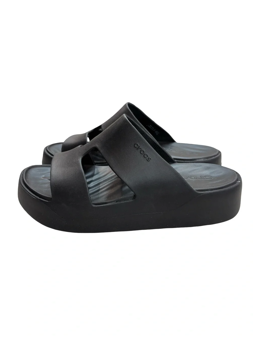 CROCS Women’s Black Platform Slides Sz 8